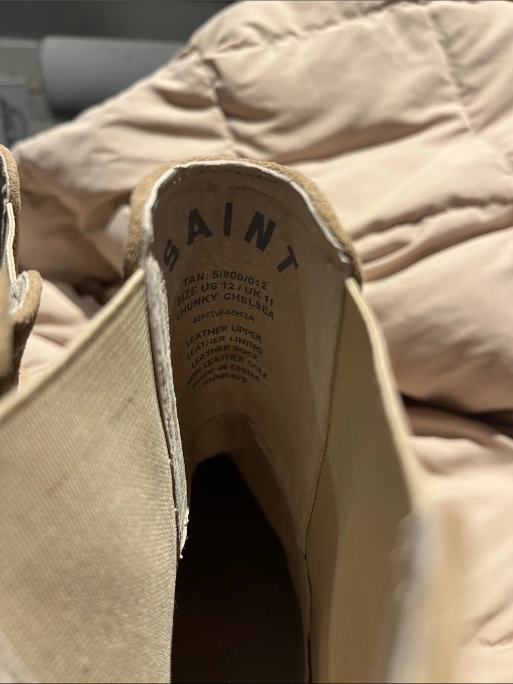 Saint Morta Men's Suede Chelsea Boots in Beige size 12, New without Box